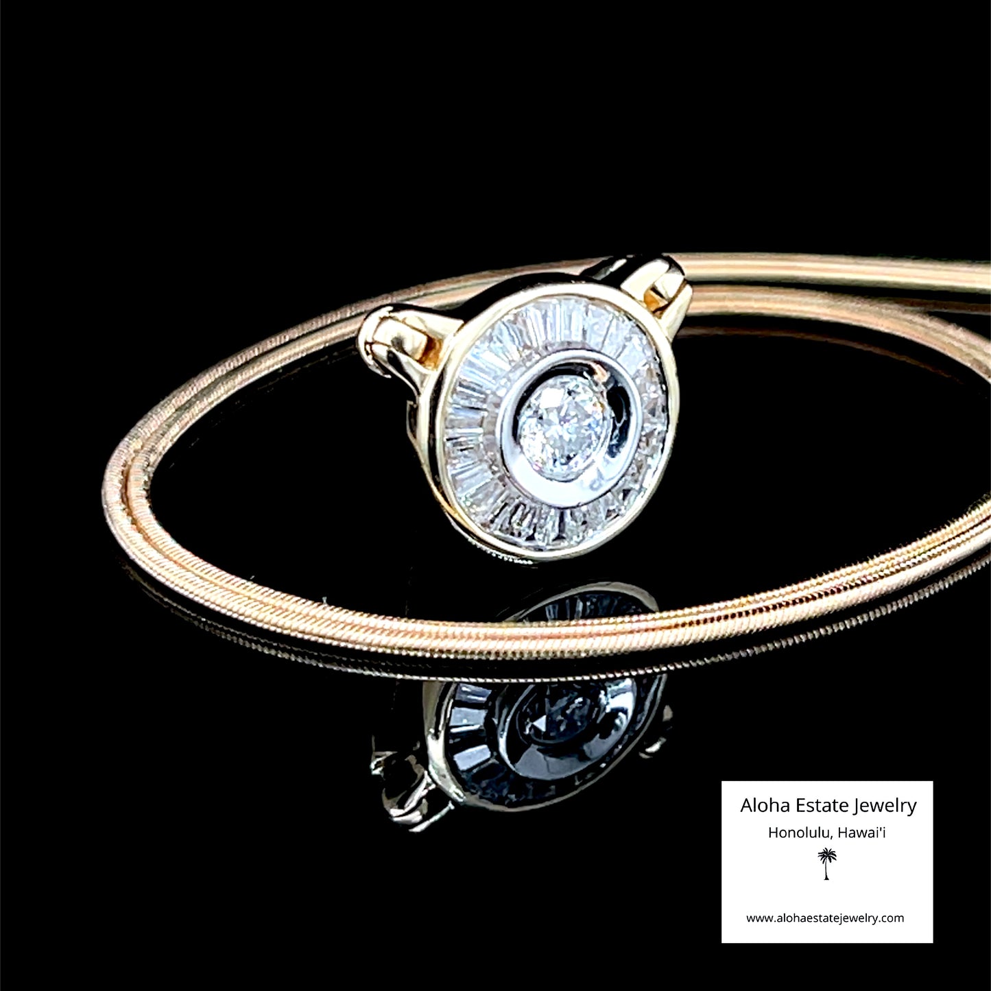 Estate 1/2-Carat Diamond Solitaire & Baguette Pendant 14k