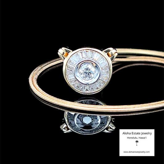 Estate 1/2-Carat Diamond Solitaire & Baguette Pendant 14k