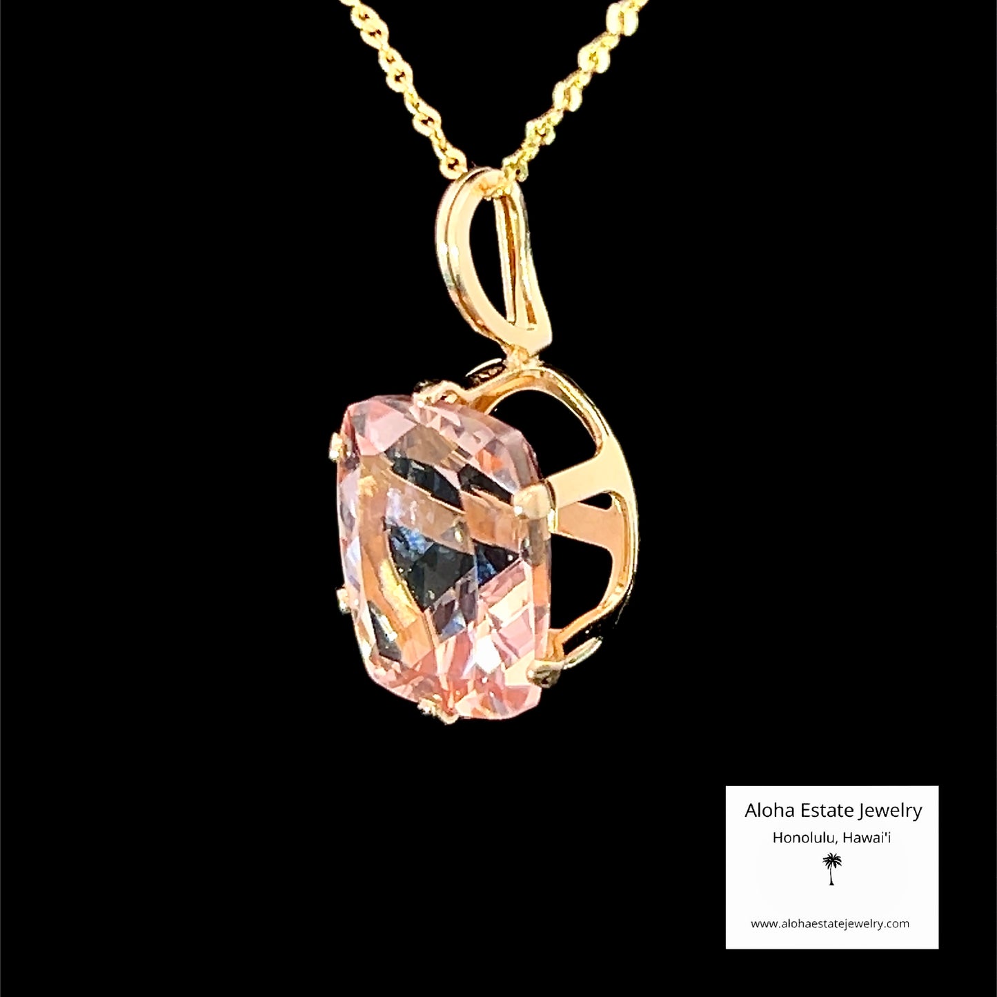 14k 4.5 Carats Peachy Pink Morganite Pendant