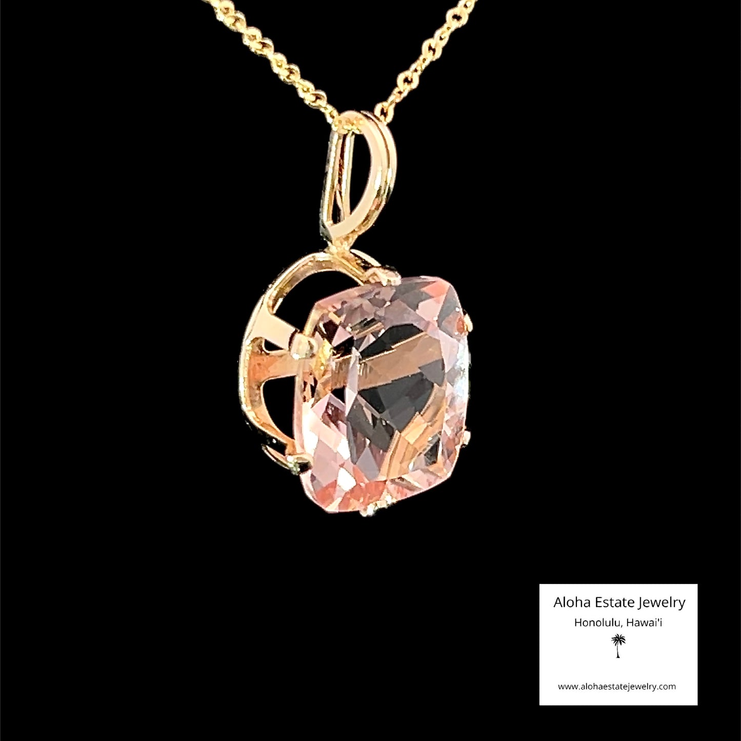14k 4.5 Carats Peachy Pink Morganite Pendant