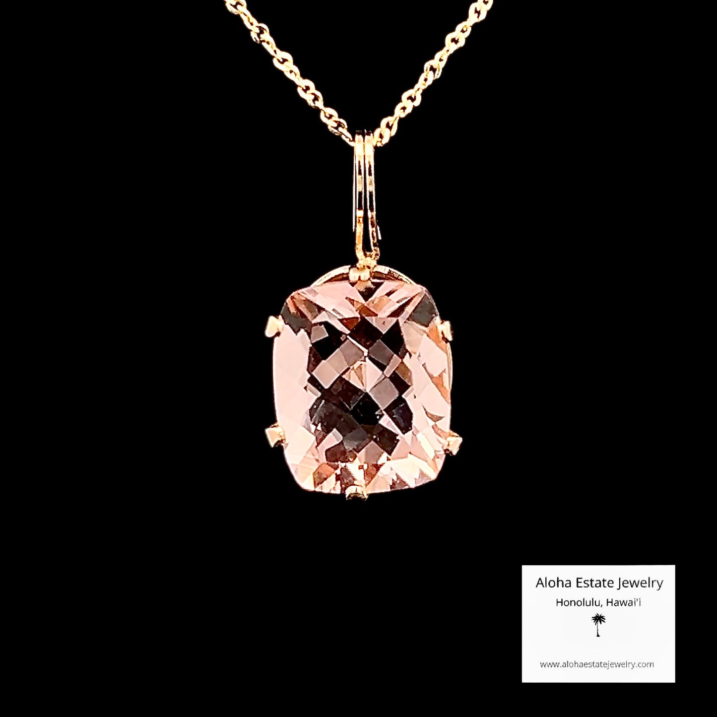 14k 4.5 Carats Peachy Pink Morganite Pendant