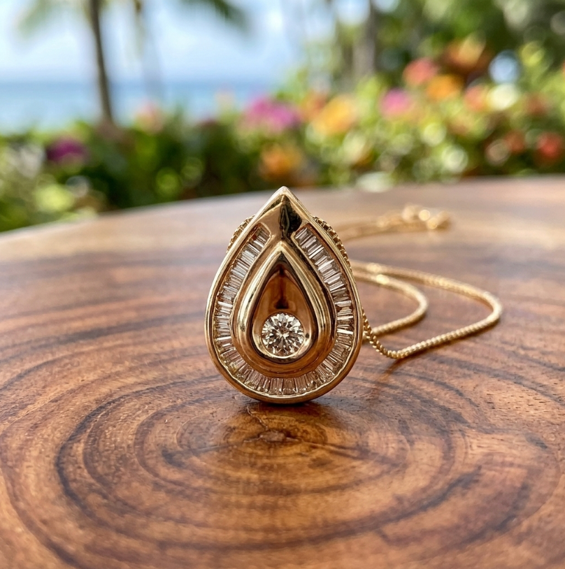 Vintage 1/2 Carat Diamond Teardrop Pendant