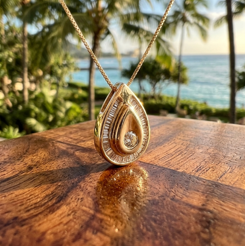 Vintage 1/2 Carat Diamond Teardrop Pendant