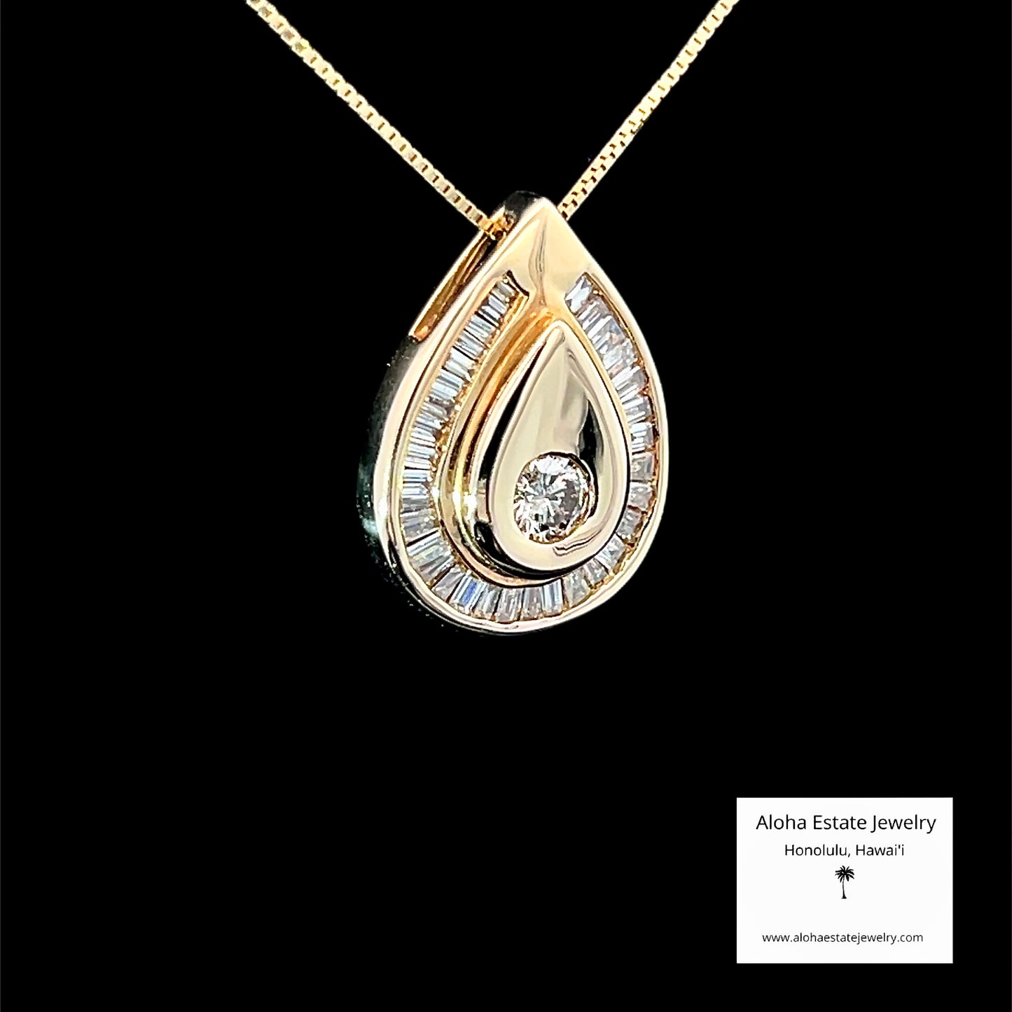 Vintage 1/2 Carat Diamond Teardrop Pendant