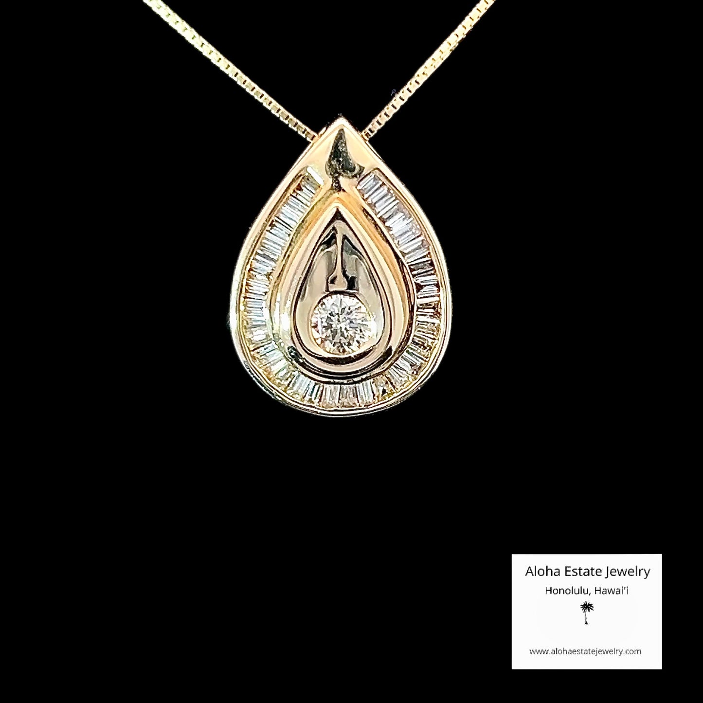 Vintage 1/2 Carat Diamond Teardrop Pendant