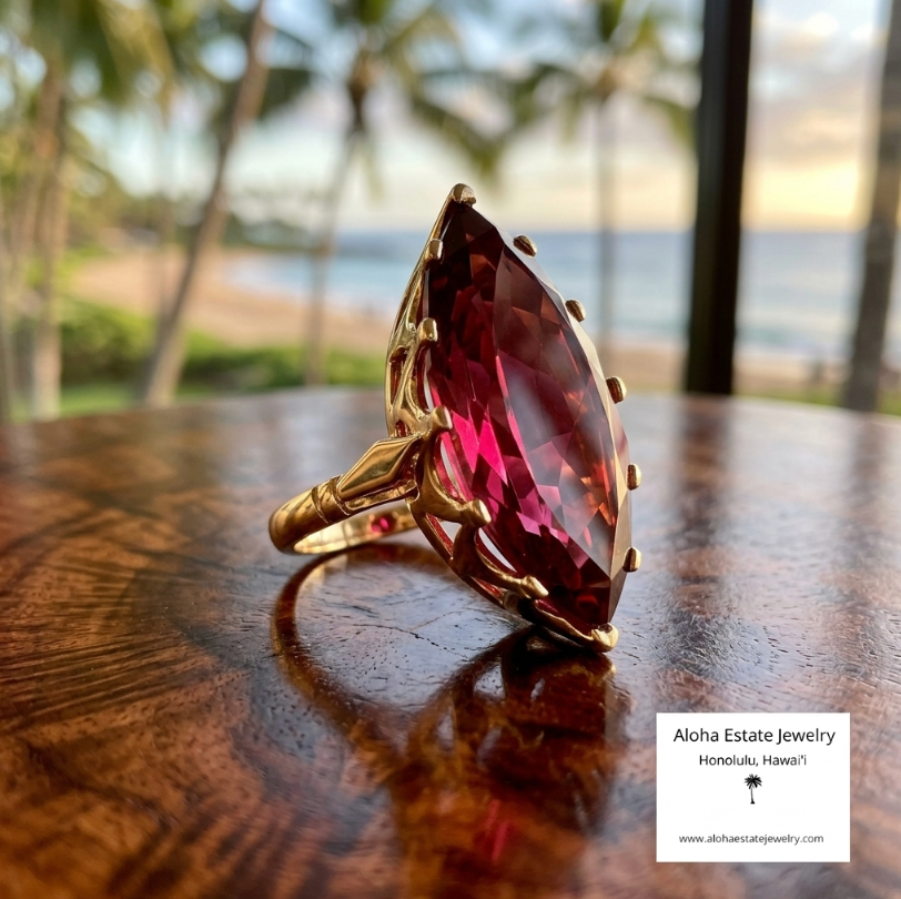 The Monarch - Massive Created Sapphire 14K Gold Crown Ring