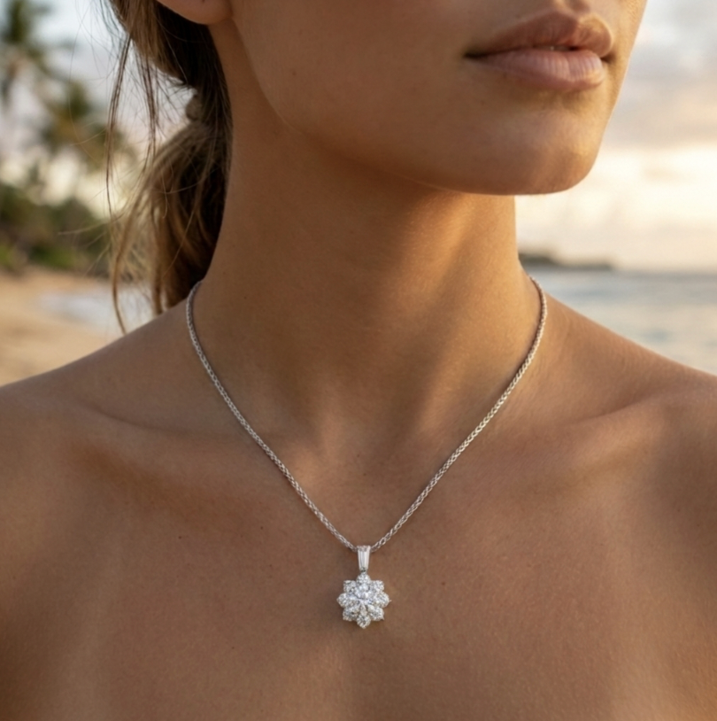 Vintage Platinum Diamond Cluster Pendant 2.75 Carats TW