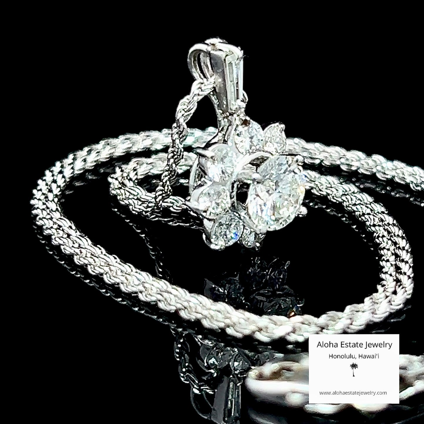 Vintage Platinum Diamond Cluster Pendant 2 Carats TW