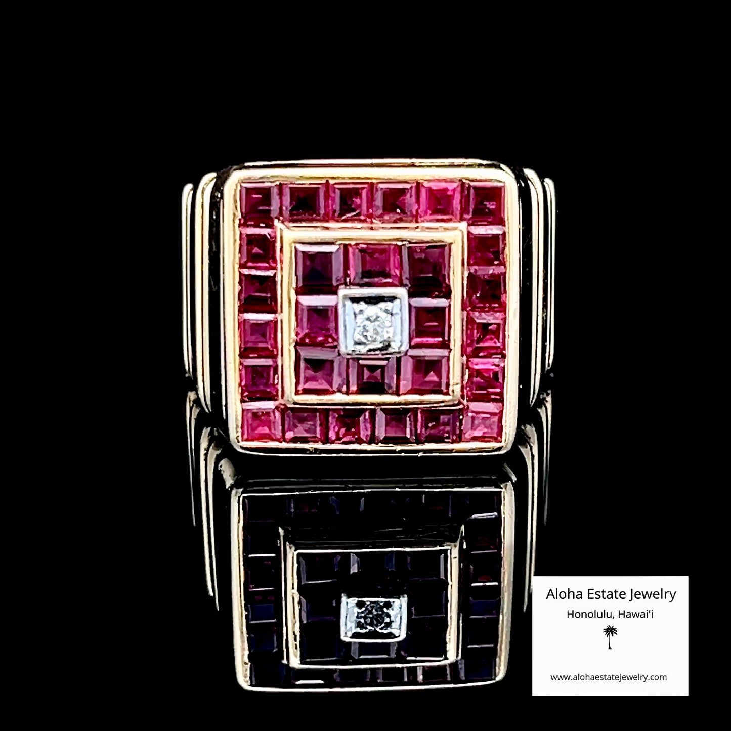 Men's Natural Ruby Ring, 18K Gold, 4.5 Carats, Mid-Century