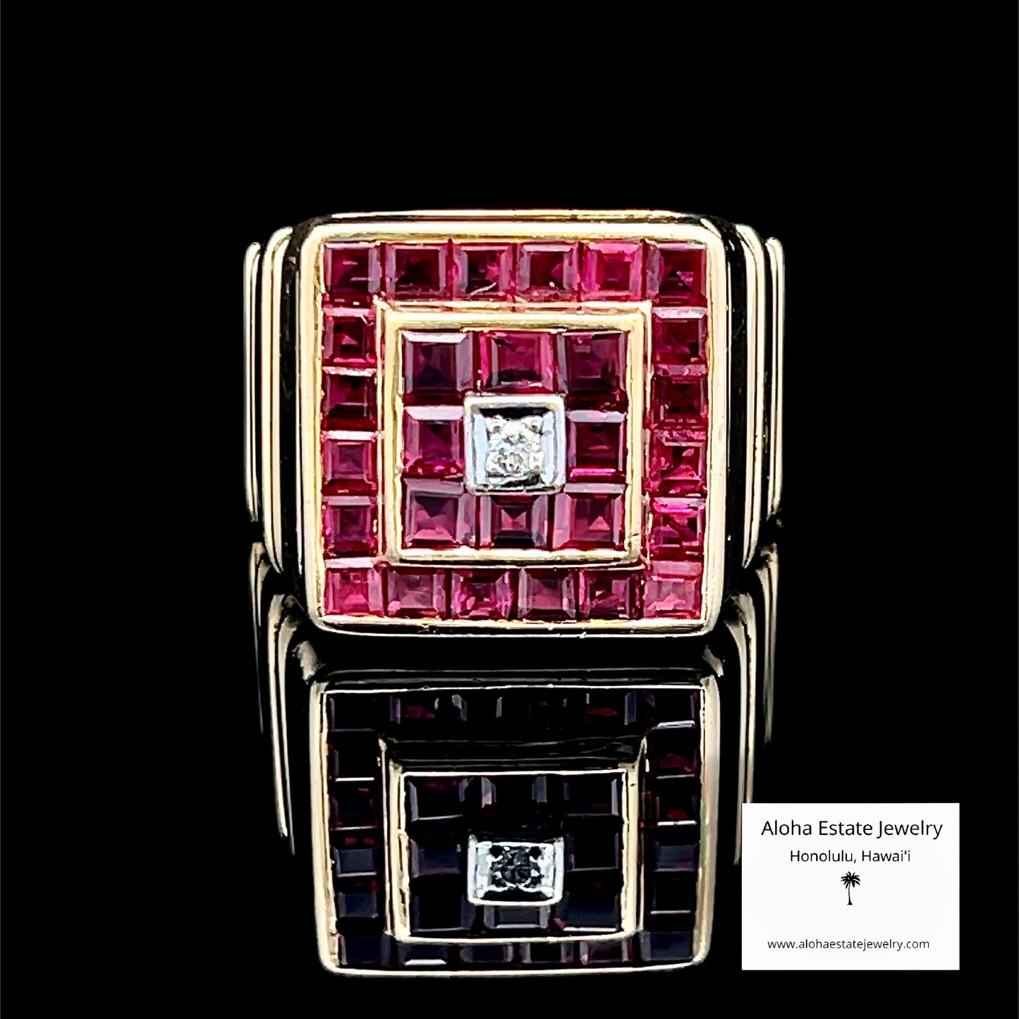 Men's Natural Ruby Ring, 18K Gold, 4.5 Carats, Mid-Century