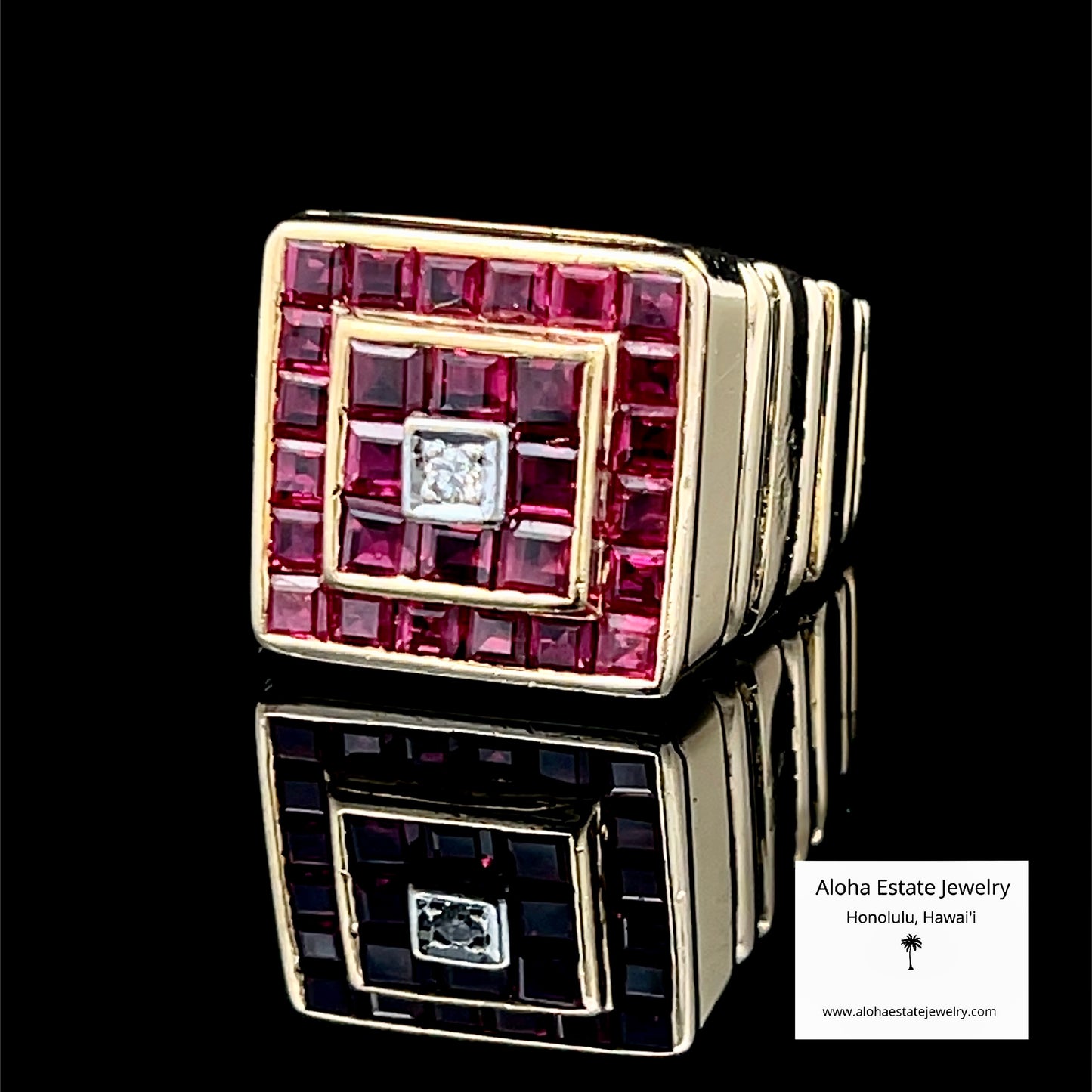 Men's Natural Ruby Ring, 18K Gold, 4.5 Carats, Mid-Century