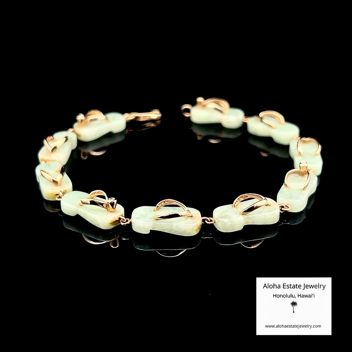 Jadeite "Slippahs" Bracelet, 14K Gold, Diamond Accents