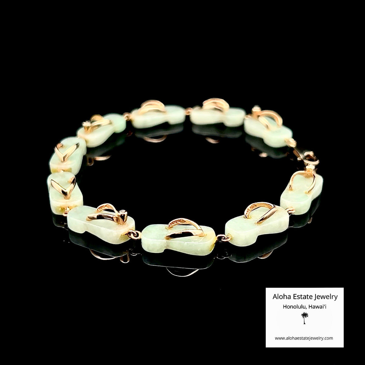 Jadeite "Slippahs" Bracelet, 14K Gold, Diamond Accents