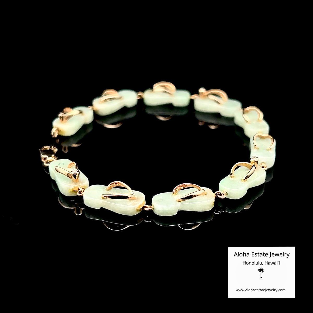 Jadeite "Slippahs" Bracelet, 14K Gold, Diamond Accents