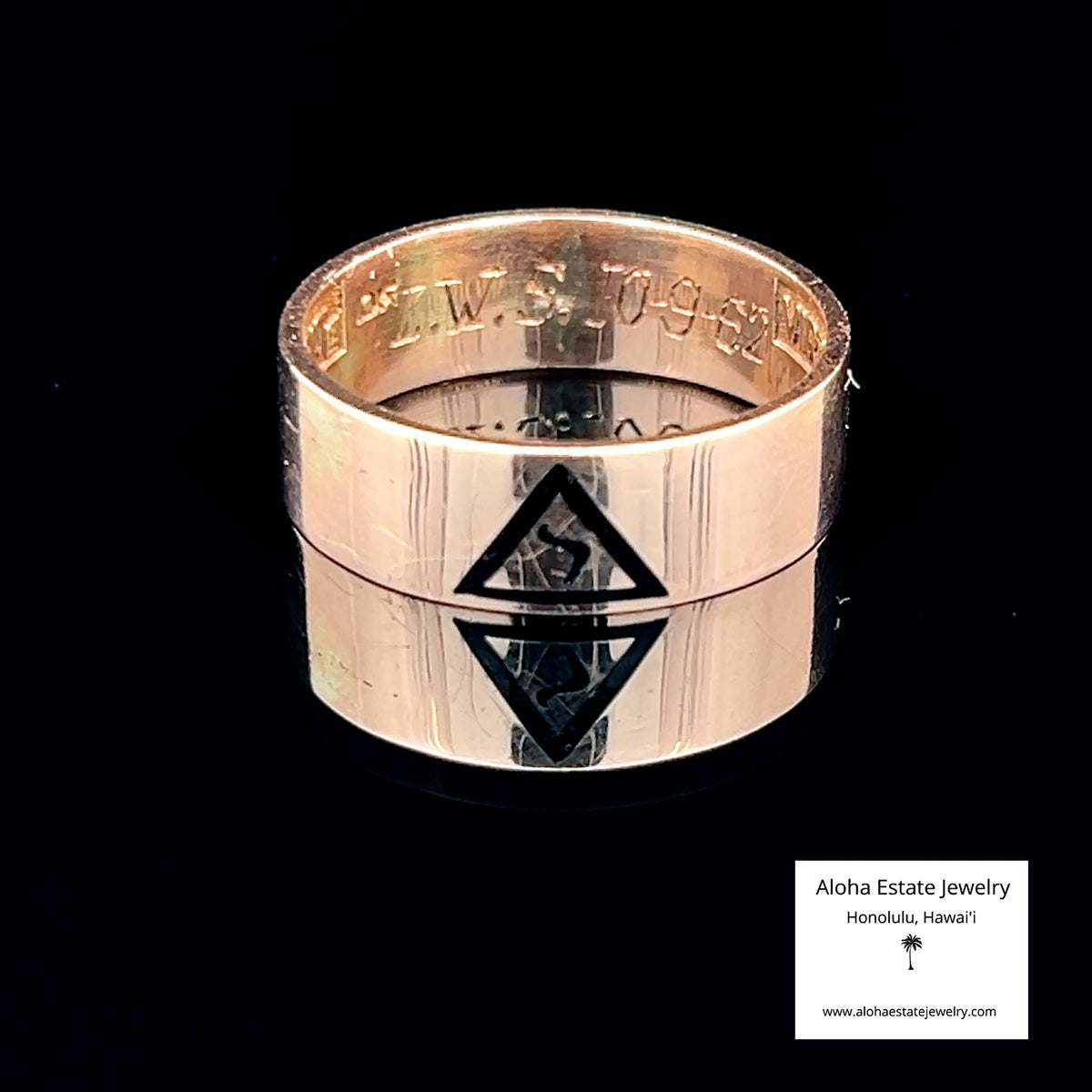 Vintage Masonic Yod Ring, 10K Gold, Dated & Engraved