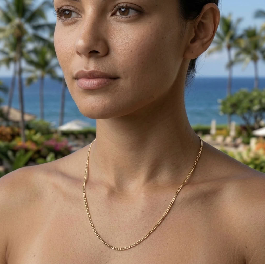 14K Gold Curb Link Chain Necklace, 24 Inches, 5.1 Grams | Estate