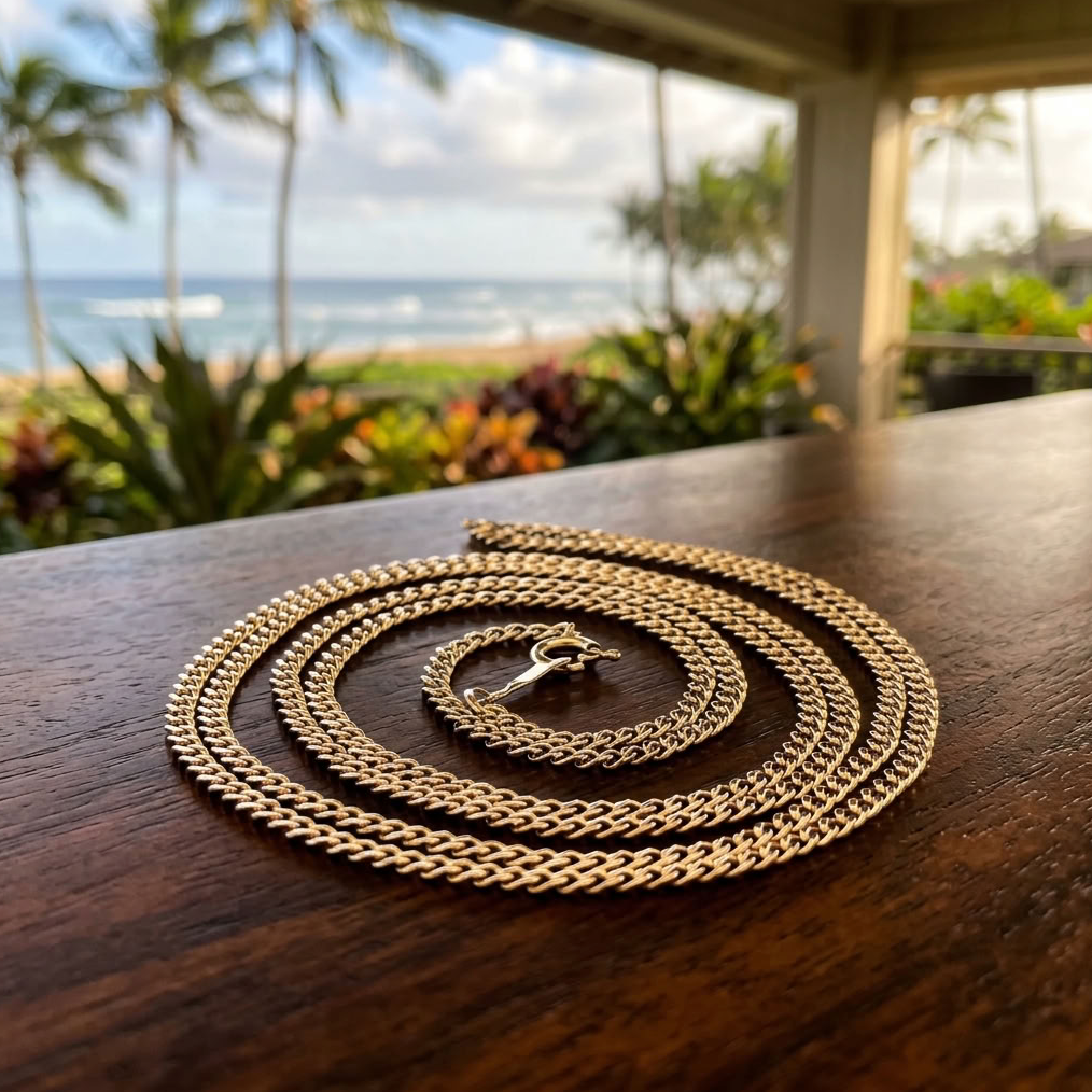 14K Gold Curb Link Chain Necklace, 24 Inches, 5.1 Grams | Estate