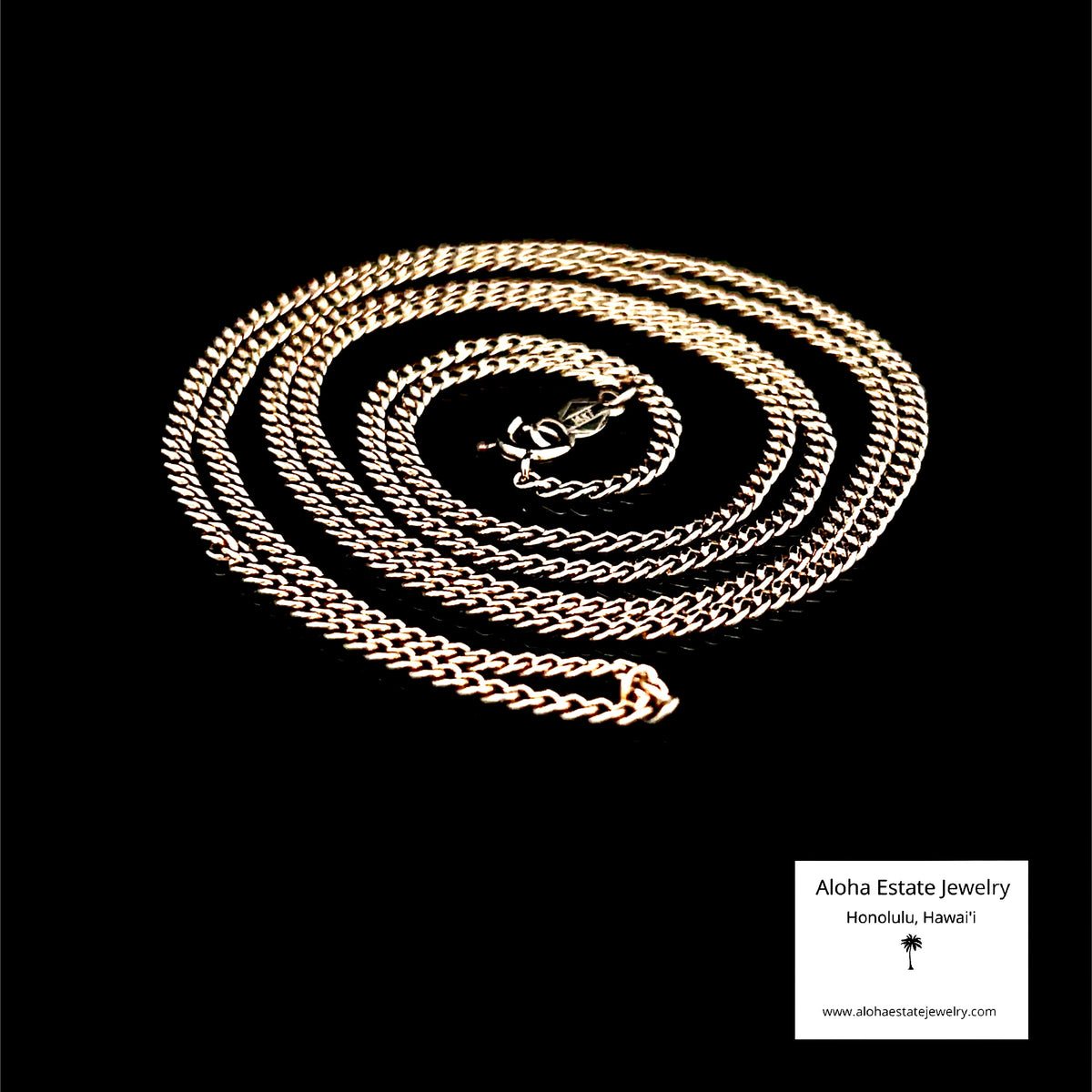 14K Gold Curb Link Chain Necklace, 24 Inches, 5.1 Grams | Estate