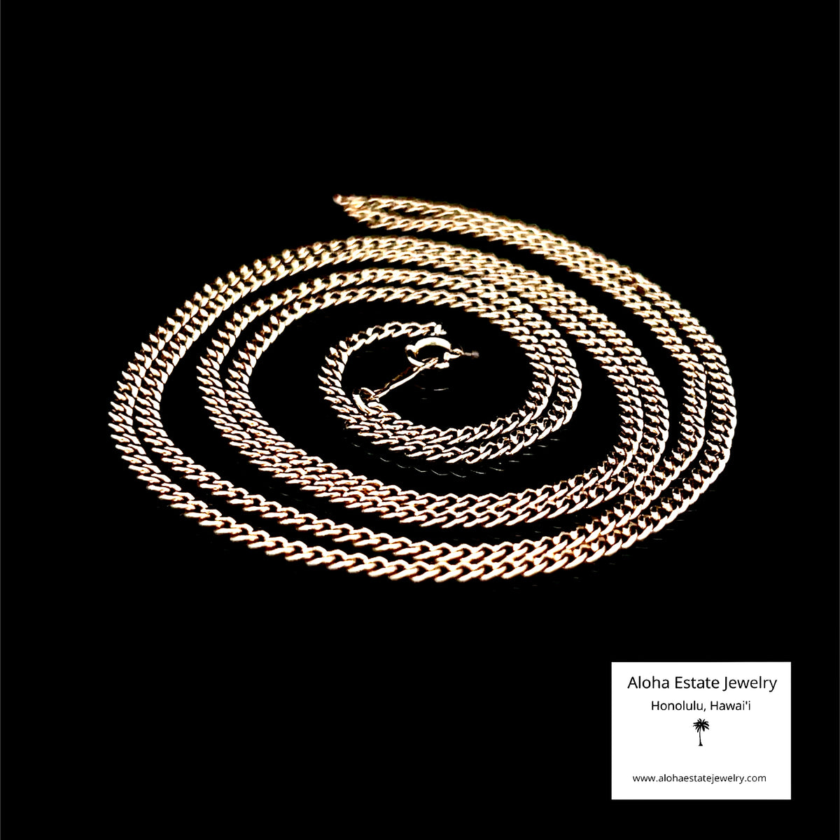 14K Gold Curb Link Chain Necklace, 24 Inches, 5.1 Grams | Estate