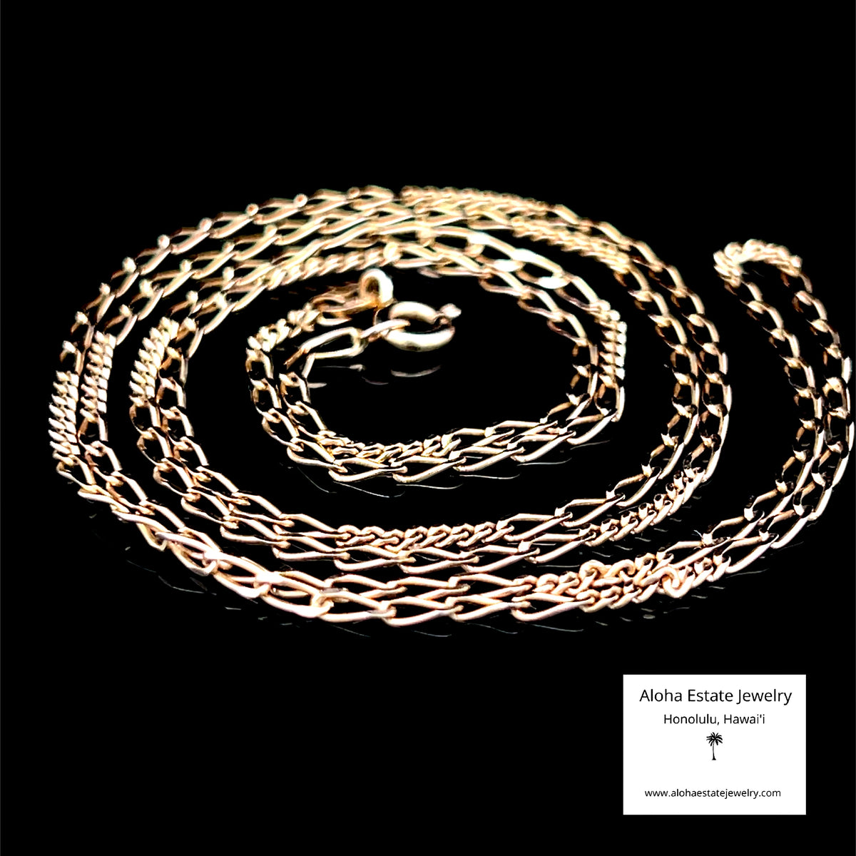 14K Gold Figaro-Style Figarucci Chain Necklace, 24 In, 3.4 Grams