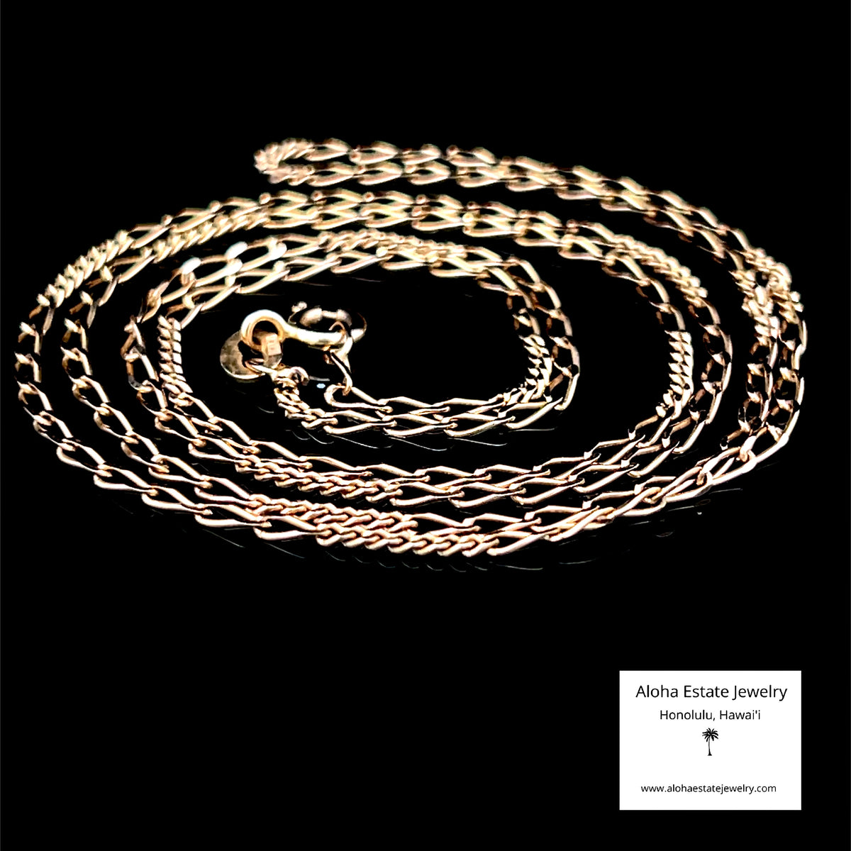 14K Gold Figaro-Style Figarucci Chain Necklace, 24 In, 3.4 Grams