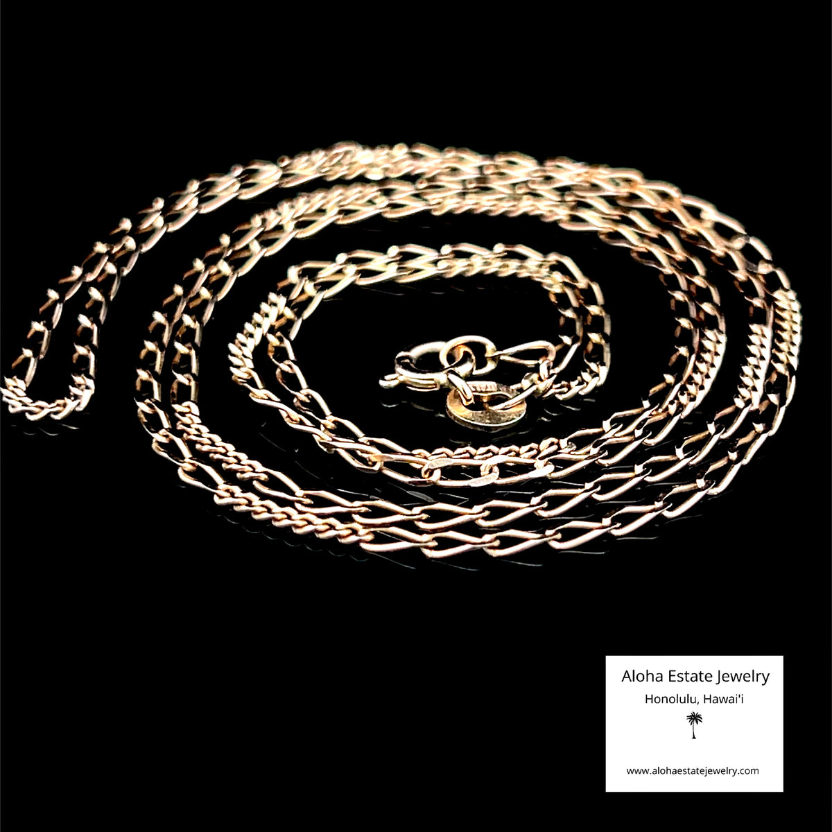 14K Gold Figaro-Style Figarucci Chain Necklace, 24 In, 3.4 Grams