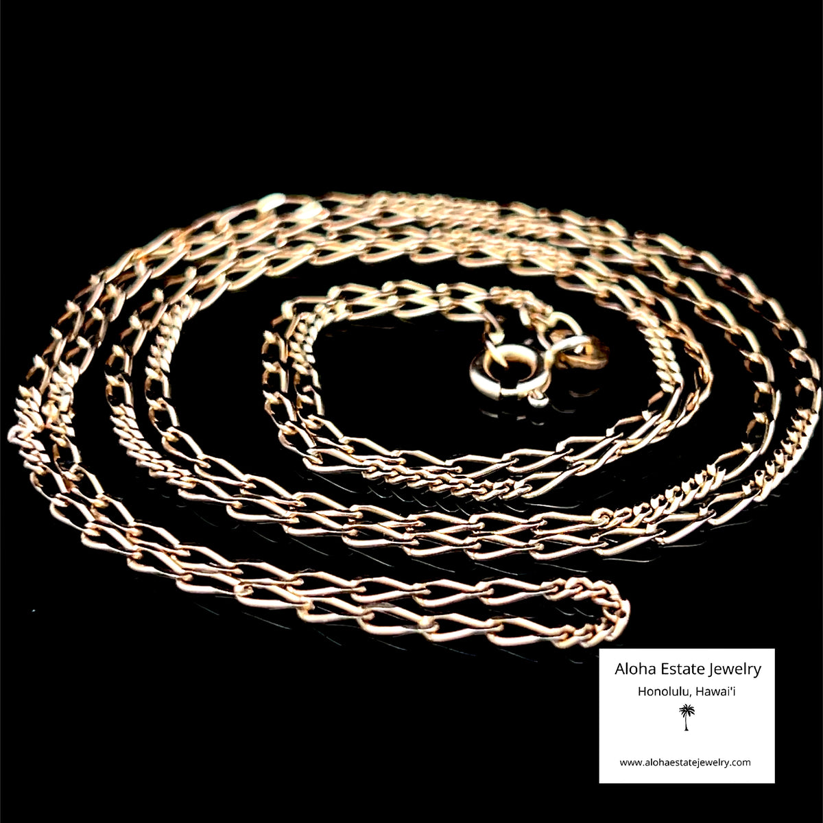 14K Gold Figaro-Style Figarucci Chain Necklace, 24 In, 3.4 Grams