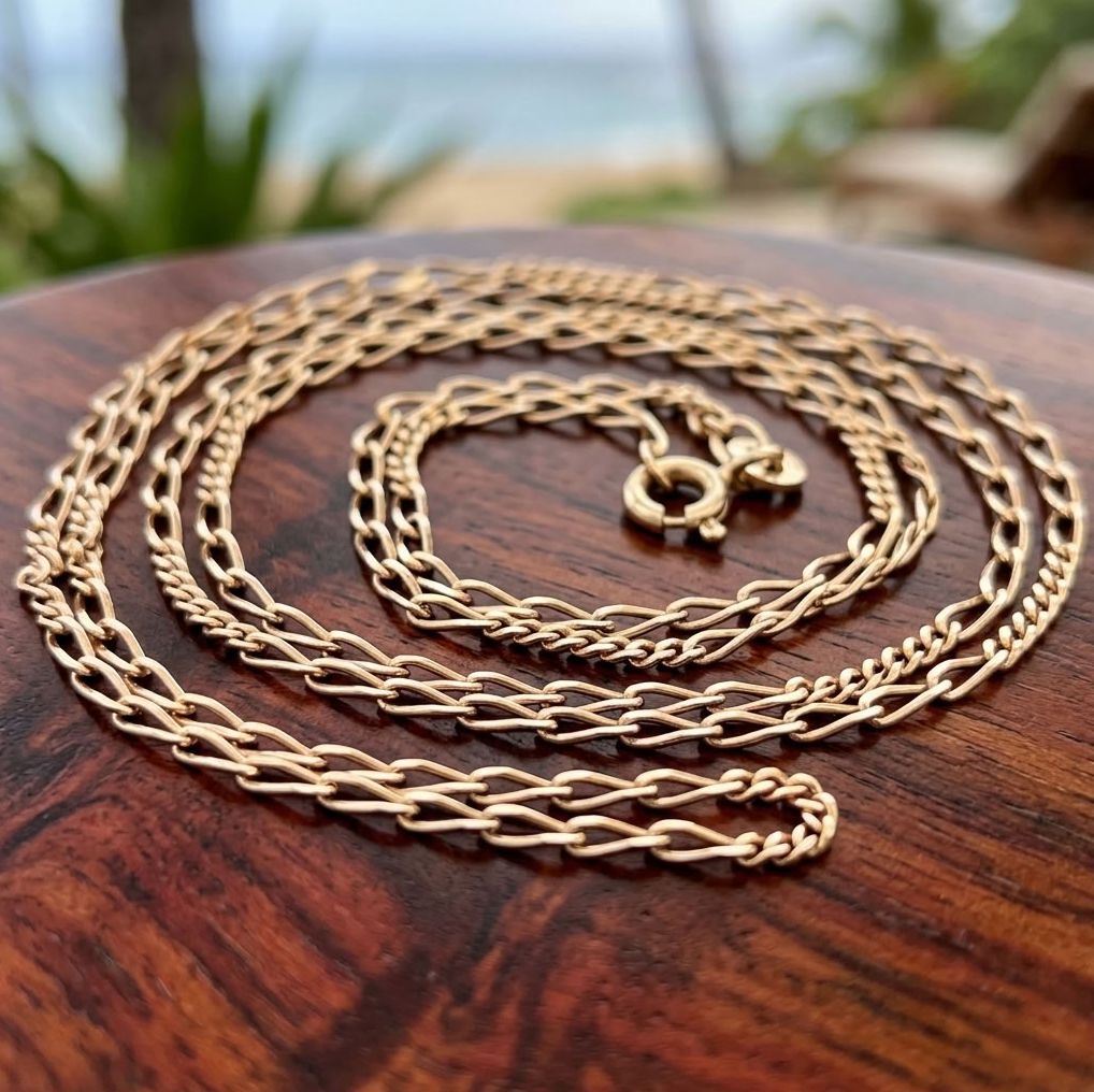 14K Gold Figaro-Style Figarucci Chain Necklace, 24 In, 3.4 Grams