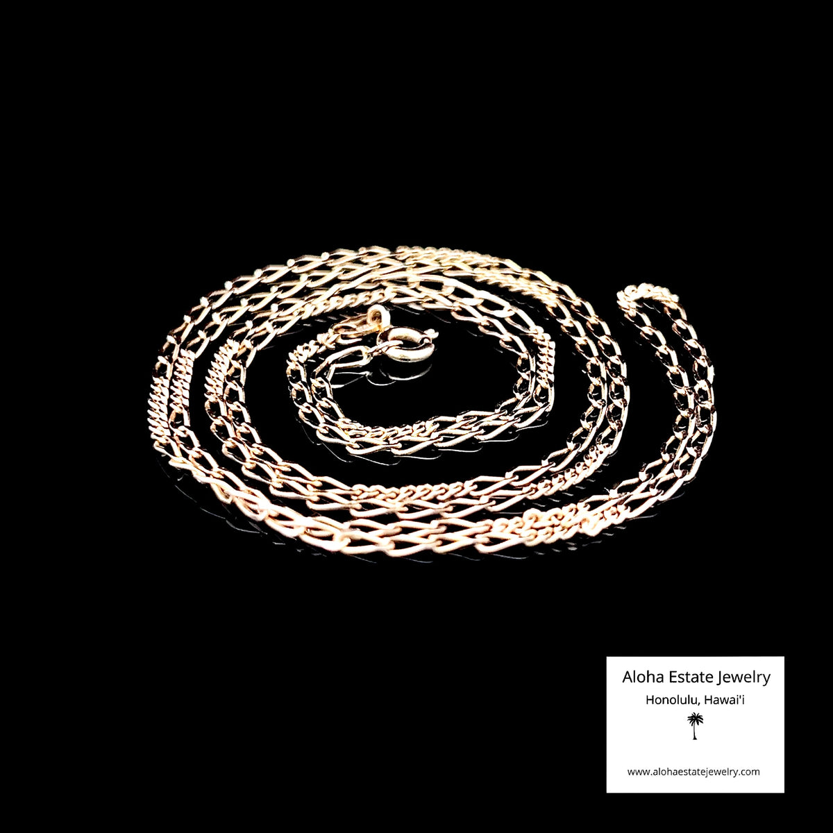 14K Gold Figaro-Style Figarucci Chain Necklace, 24 In, 3.4 Grams