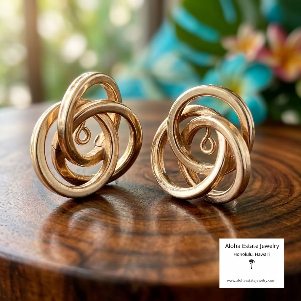 14K Gold Love Knot Earring Jackets, 17.2mm Lover’s Knot Swirl