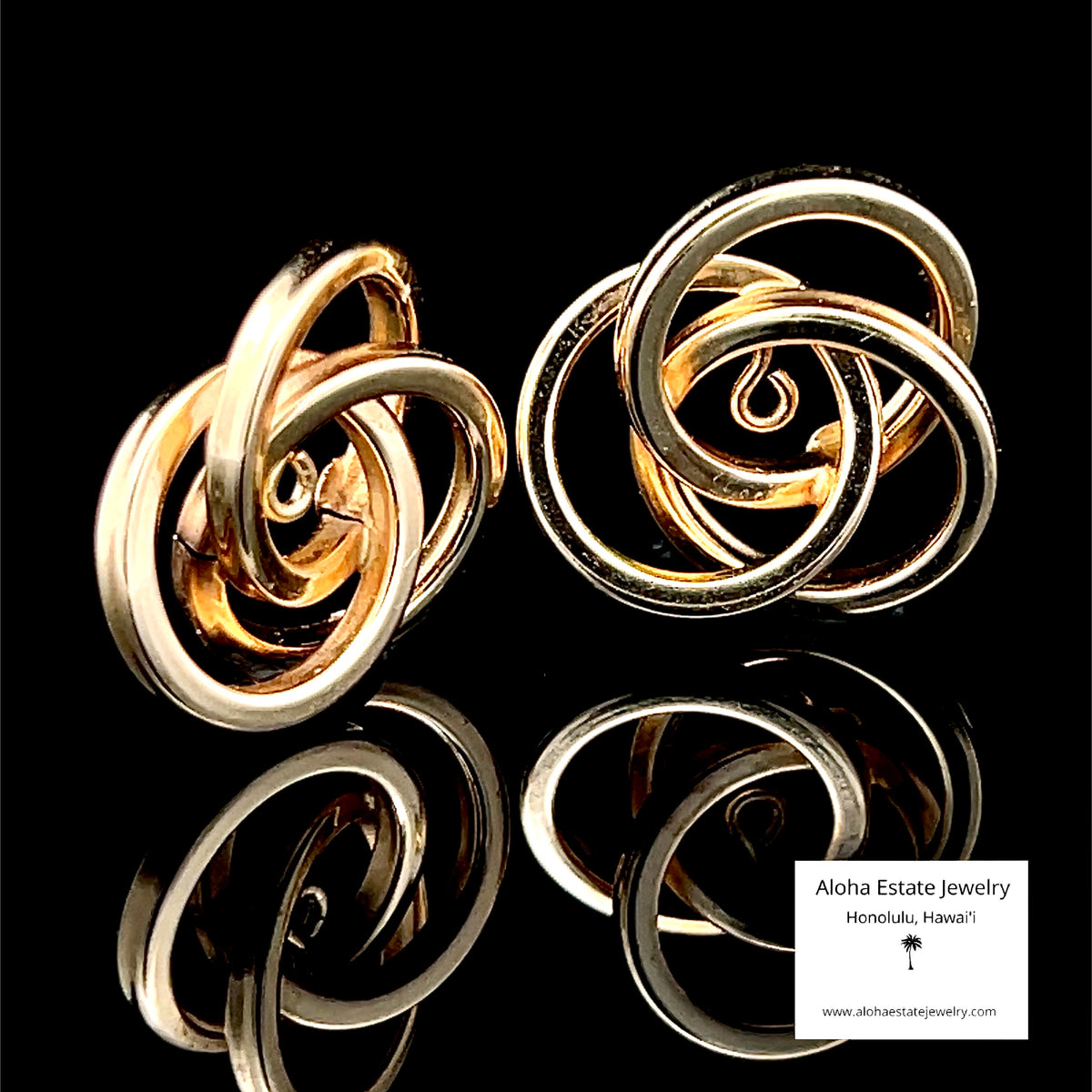 14K Gold Love Knot Earring Jackets, 17.2mm Lover’s Knot Swirl