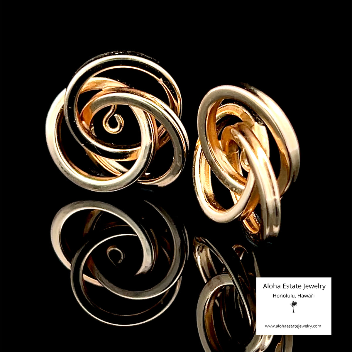 14K Gold Love Knot Earring Jackets, 17.2mm Lover’s Knot Swirl