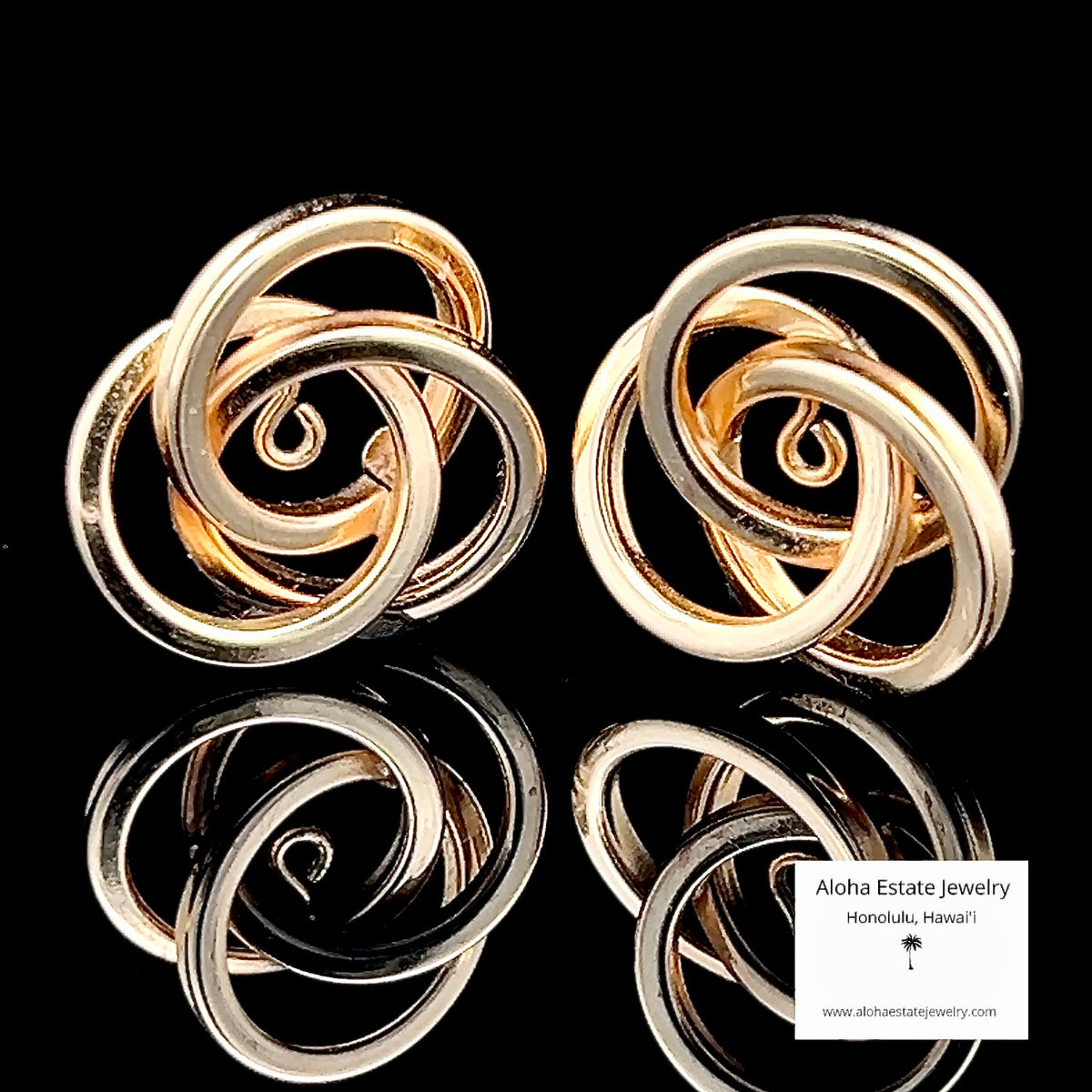 14K Gold Love Knot Earring Jackets, 17.2mm Lover’s Knot Swirl