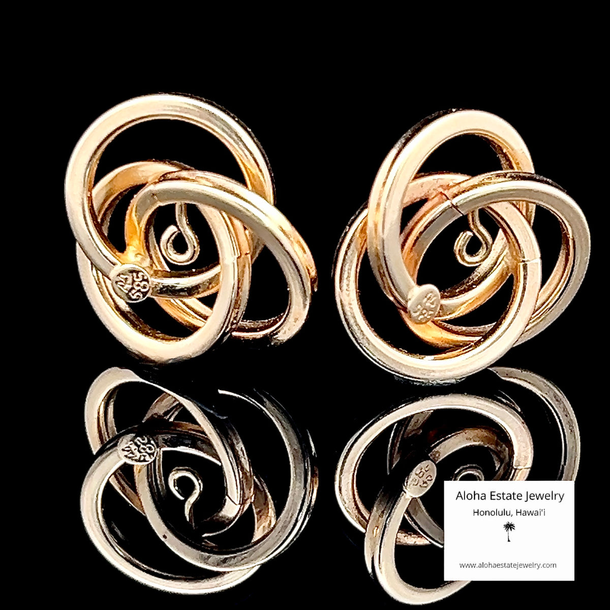 14K Gold Love Knot Earring Jackets, 17.2mm Lover’s Knot Swirl
