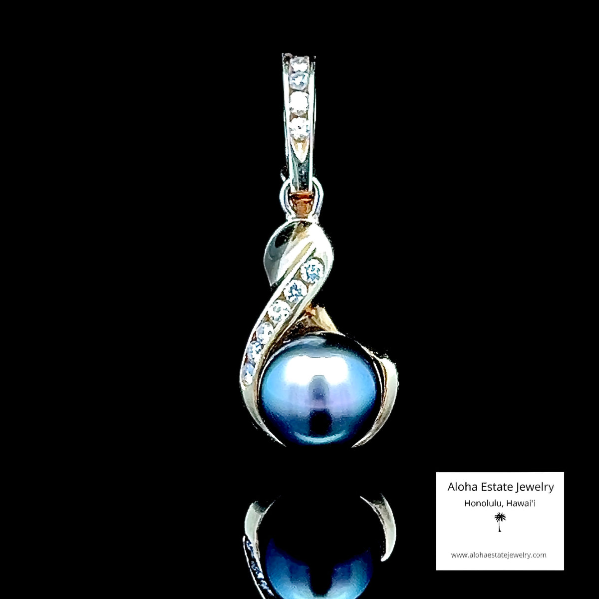 18K Gold Tahitian Pearl & Diamond Enhancer Pendant, 8.7mm