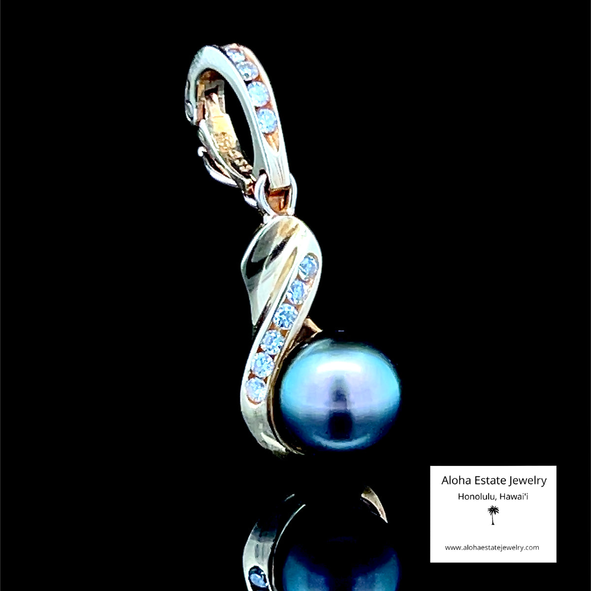 18K Gold Tahitian Pearl & Diamond Enhancer Pendant, 8.7mm