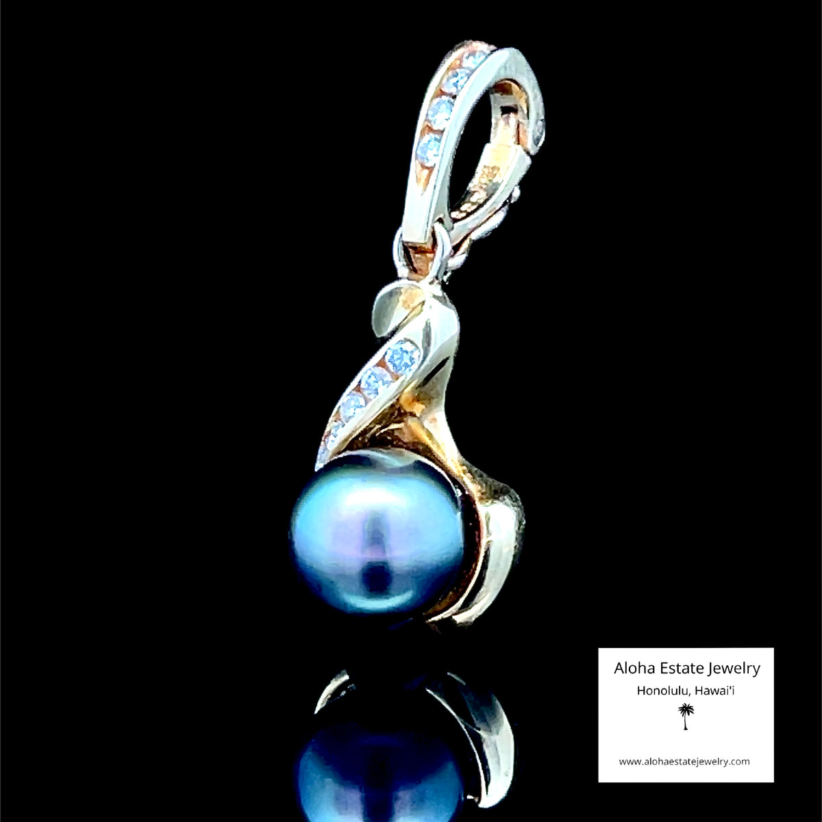 18K Gold Tahitian Pearl & Diamond Enhancer Pendant, 8.7mm