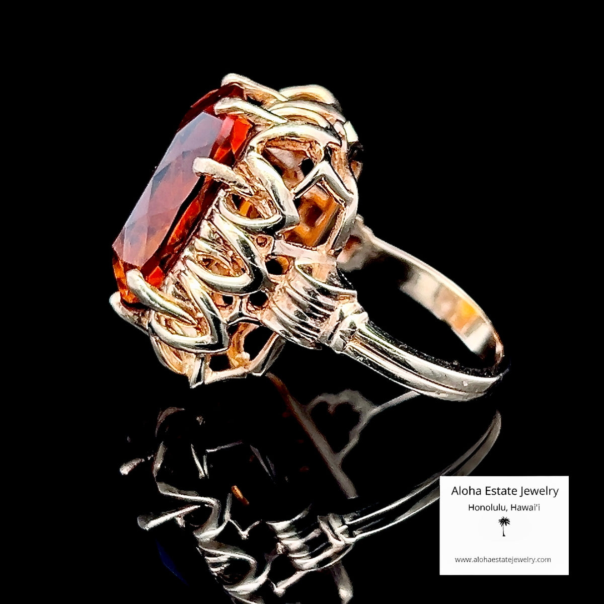 Vintage Madeira Citrine Oval Cocktail Ring in 14k Gold, Size 6