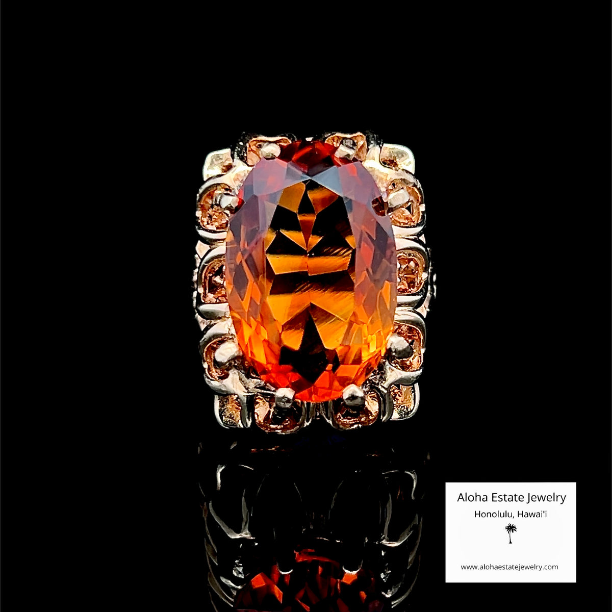 Vintage Madeira Citrine Oval Cocktail Ring in 14k Gold, Size 6