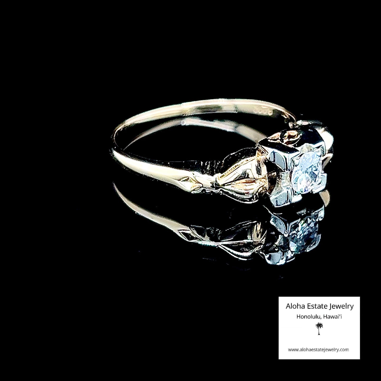 1/4-Carat Vintage Diamond Solitaire in Floral Themed Setting