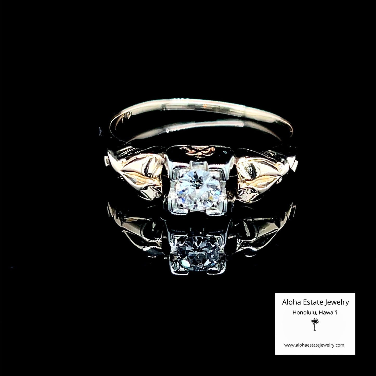 1/4-Carat Vintage Diamond Solitaire in Floral Themed Setting