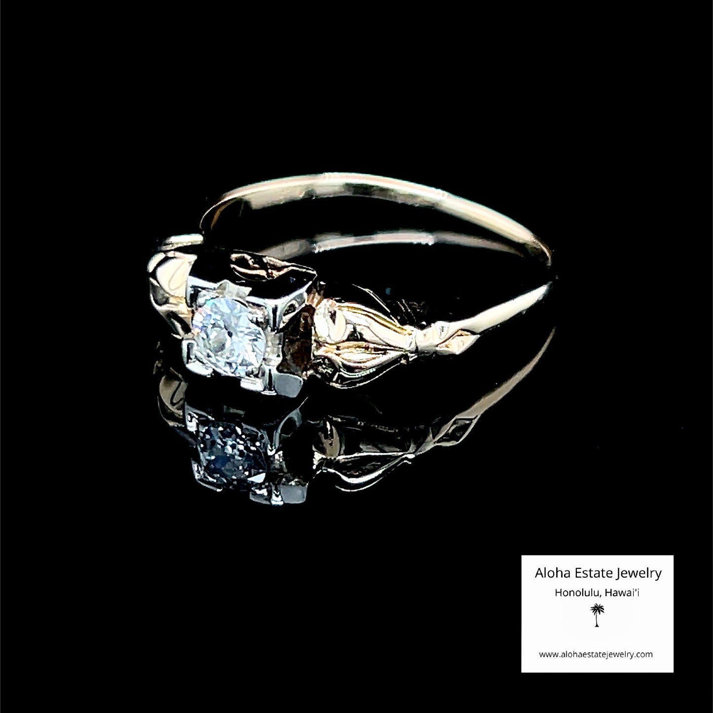 1/4-Carat Vintage Diamond Solitaire in Floral Themed Setting