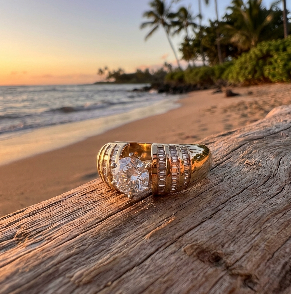 1.35-Carat TW Diamond Baguette Engagement Ring in 18K