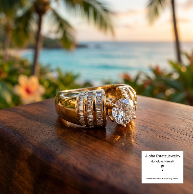 1.35-Carat TW Diamond Baguette Engagement Ring in 18K