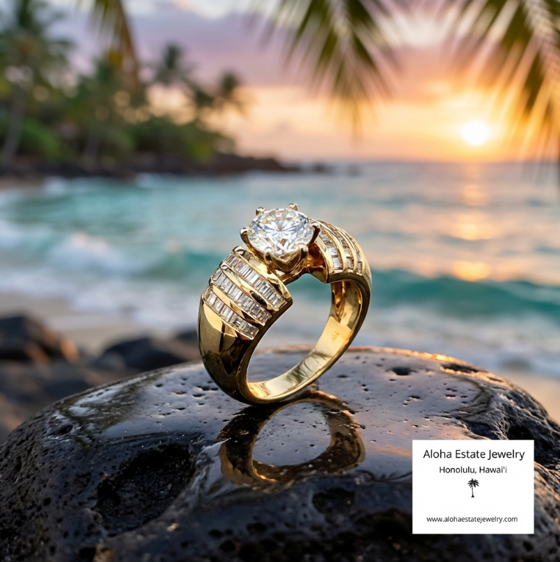 1.35-Carat TW Diamond Baguette Engagement Ring in 18K