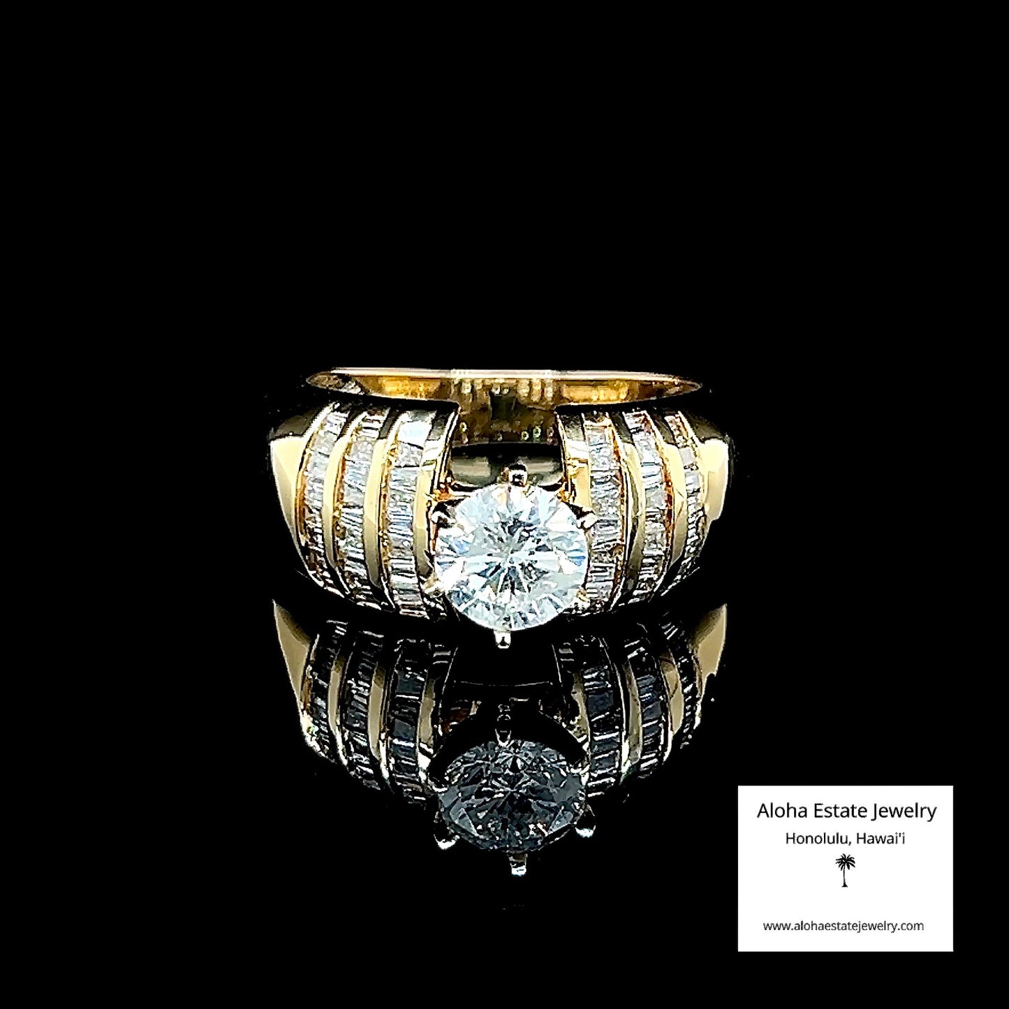 1.35-Carat TW Diamond Baguette Engagement Ring in 18K