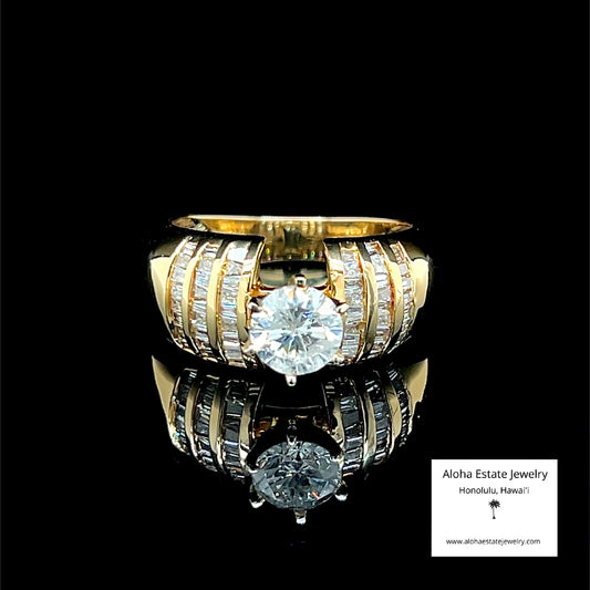 1.35-Carat TW Diamond Baguette Engagement Ring in 18K