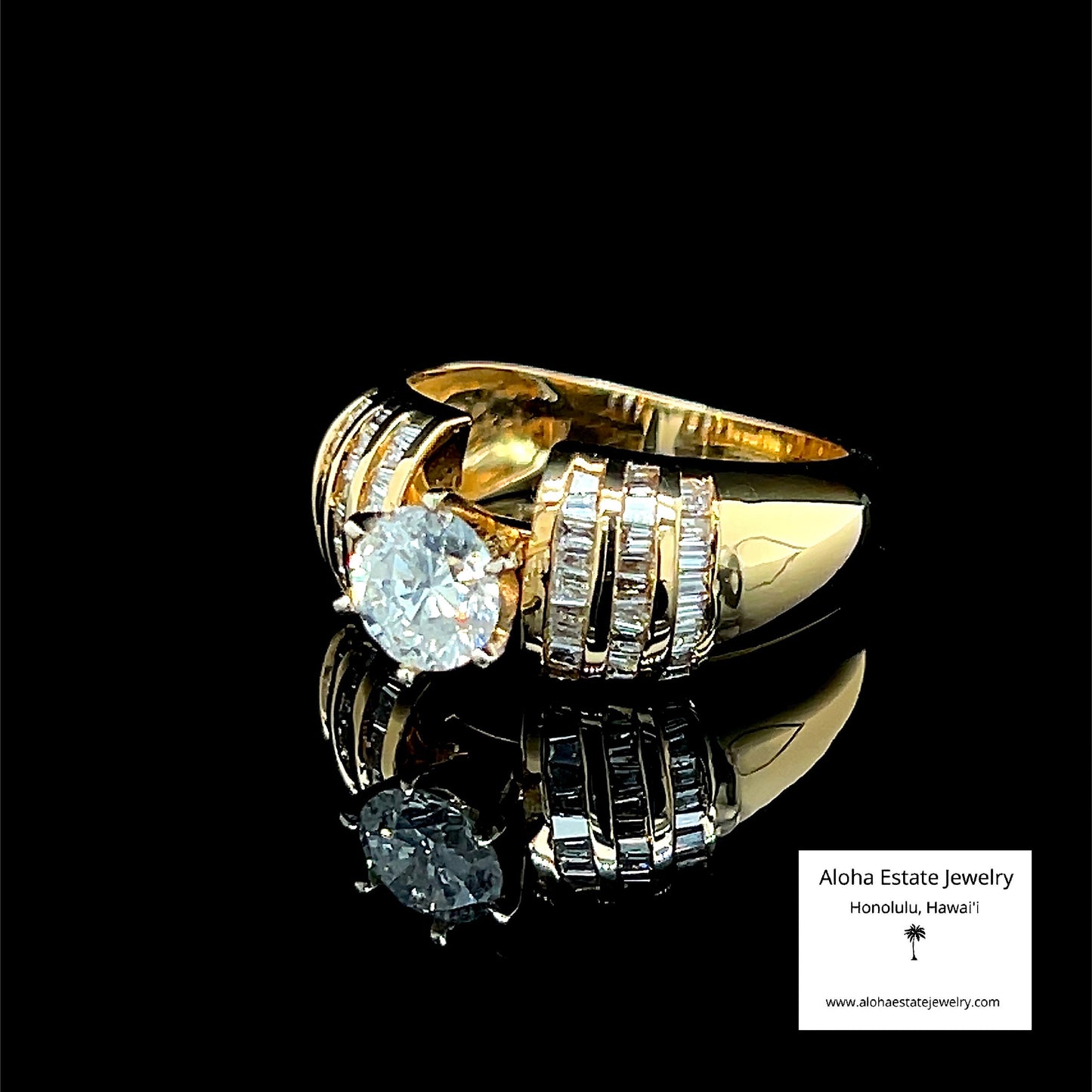 1.35-Carat TW Diamond Baguette Engagement Ring in 18K