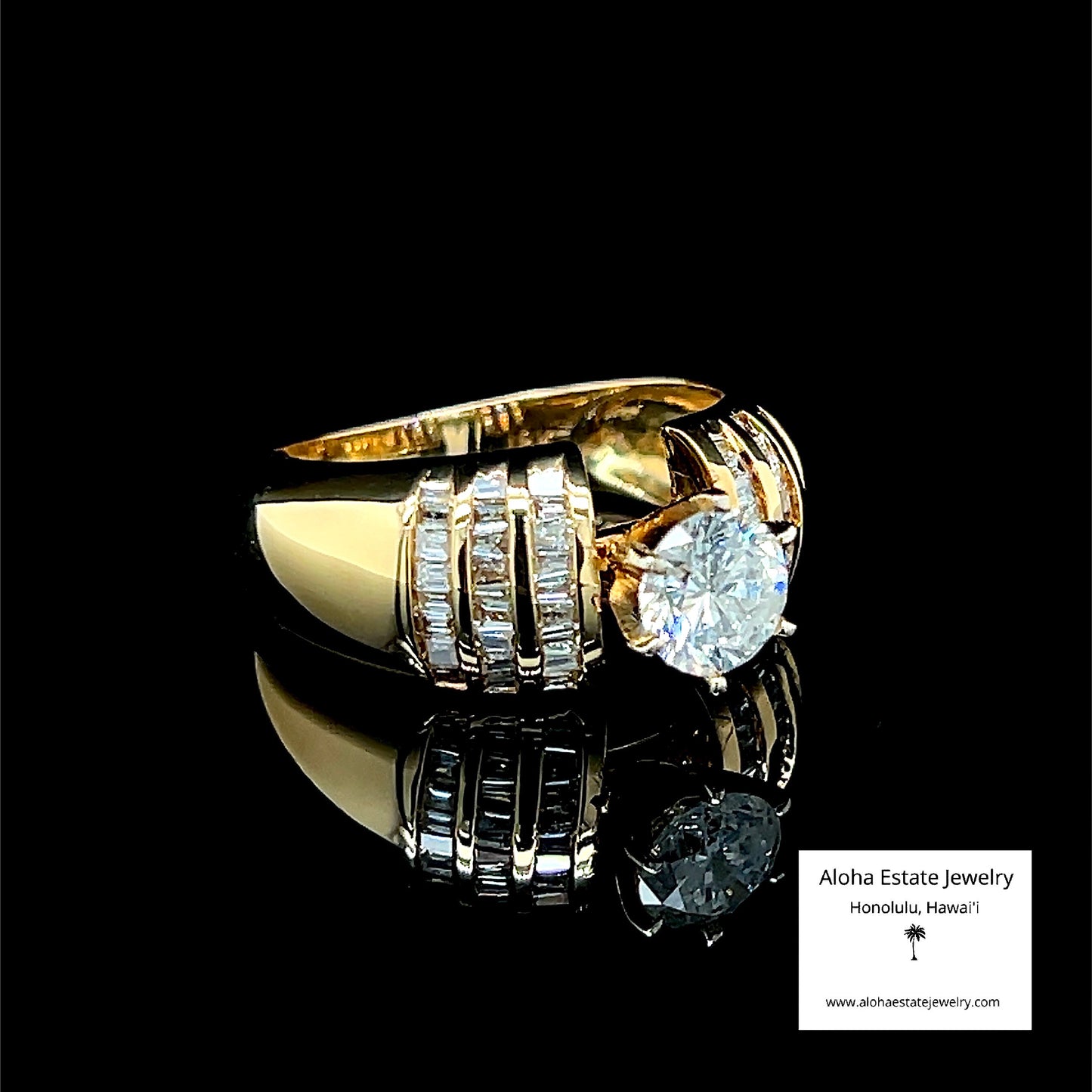 1.35-Carat TW Diamond Baguette Engagement Ring in 18K