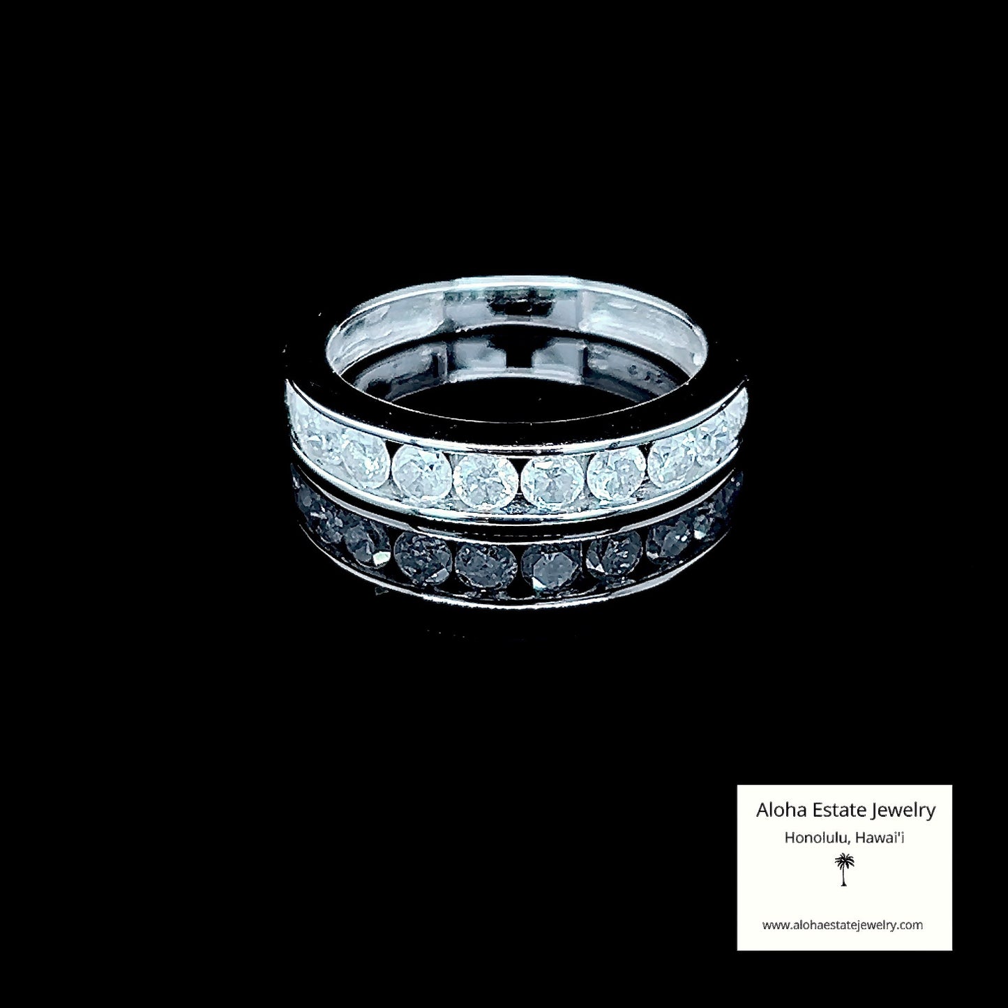 Vintage 1-Carat Diamond Wedding Band in 10K White Gold